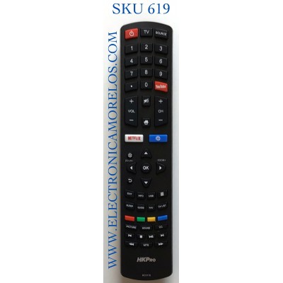 CONTROL REMOTO PARA TV HKPRO SMART TV / NUMERO DE PARTE 06-531W52-TY09XS / DH2003180144 / RC311S